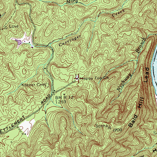 Topographic Map of Happy Top Church, TN