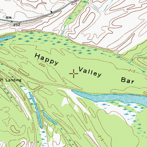Topographic Map of Happy Valley Bar, TN