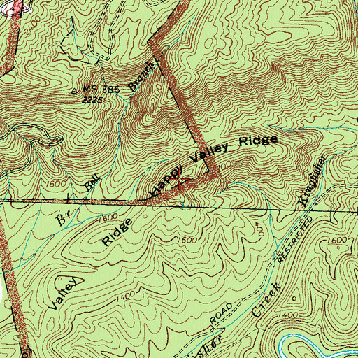 Topographic Map of Happy Valley Ridge, TN