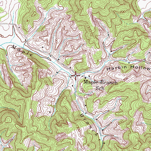 Topographic Map of Harbin Hollow, TN