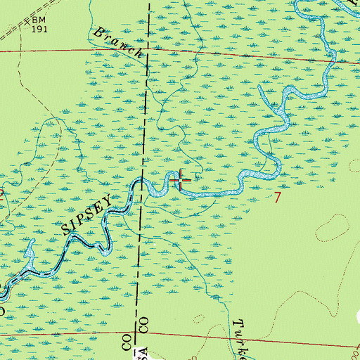 Topographic Map of Webb Branch, AL