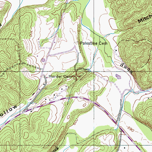 Topographic Map of Harder Cemetery, TN