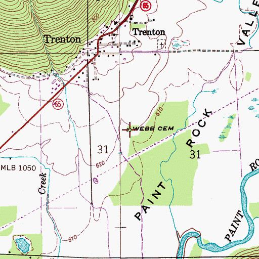 Topographic Map of Webb Cemetery, AL