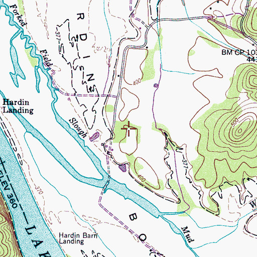 Topographic Map of Hardin Bottom, TN