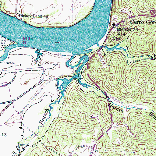 Topographic Map of Hardin Branch, TN