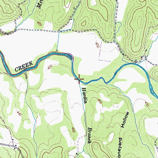 Topographic Map of Hardin Branch, TN