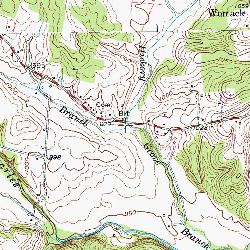 Topographic Map of Hardin Branch, TN