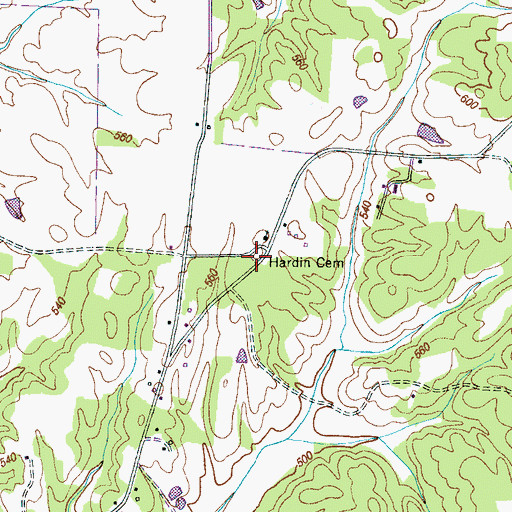 Topographic Map of Hardin Cemetery, TN