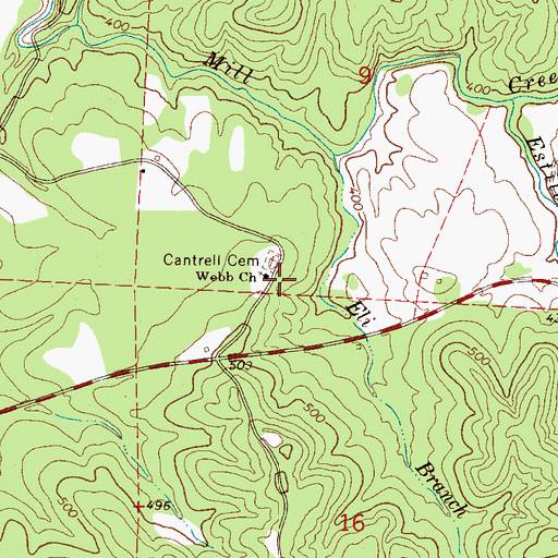 Topographic Map of Webb Church, AL