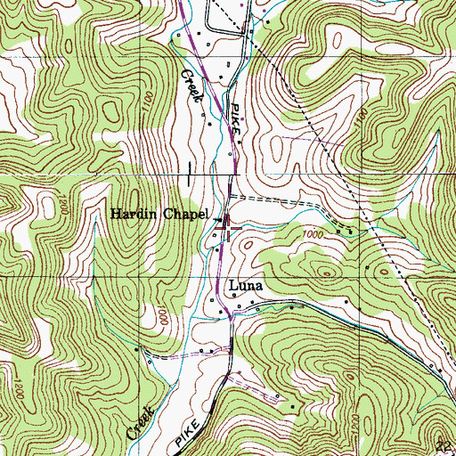 Topographic Map of Hardin Chapel, TN