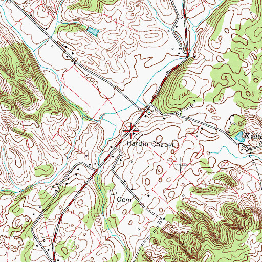 Topographic Map of Hardin Chapel, TN