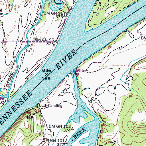 Topographic Map of Hardin Creek, TN