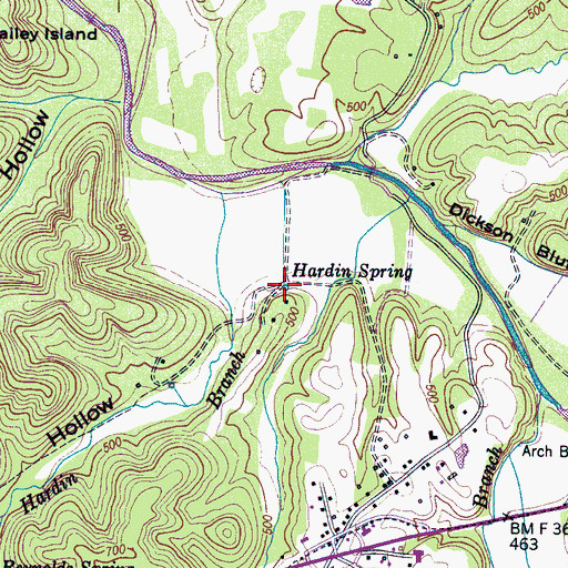 Topographic Map of Hardin Spring, TN
