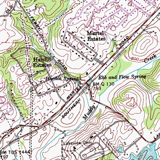 Topographic Map of Hardin Spring, TN