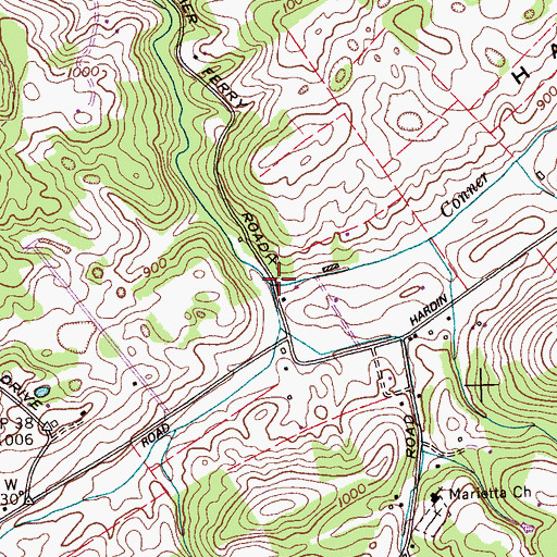 Topographic Map of Hardin Valley, TN