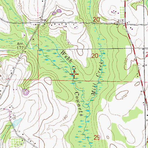 Topographic Map of Webb Creek, AL