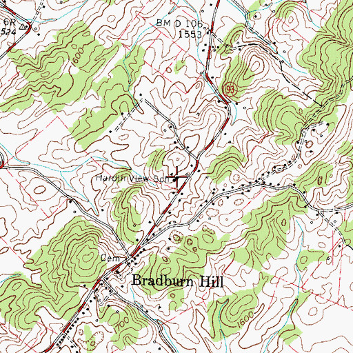 Topographic Map of Hardin View School, TN