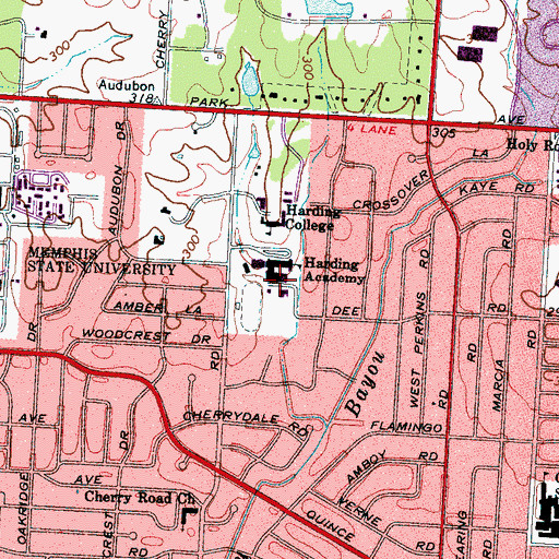 Topographic Map of Harding Academy, TN