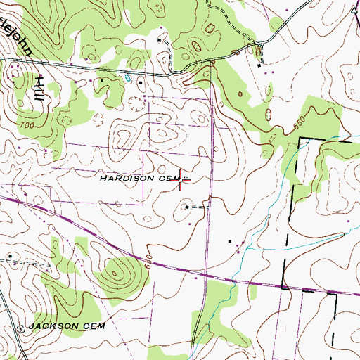 Topographic Map of Hardison Cemetery, TN