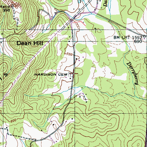 Topographic Map of Hardison Cemetery, TN