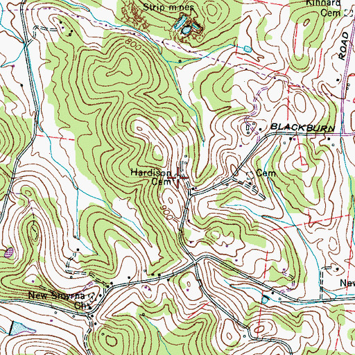Topographic Map of Hardison Cemetery, TN