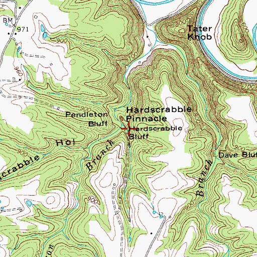 Topographic Map of Hardscrabble Bluff, TN