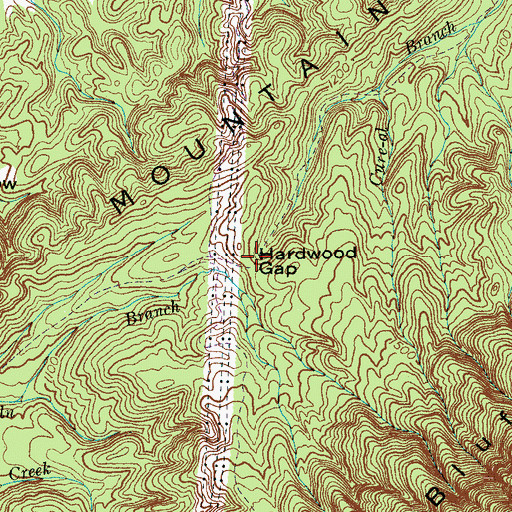 Topographic Map of Hardwood Gap, TN