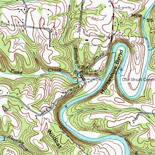 Topographic Map of Hardy Branch, TN