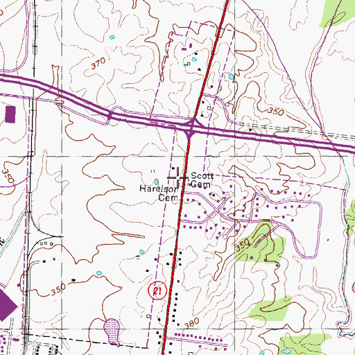 Topographic Map of Harelson Cemetery, TN