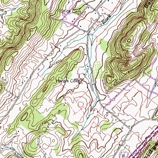 Topographic Map of Hargis Cemetery, TN