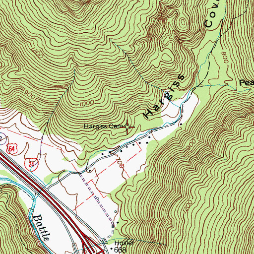 Topographic Map of Hargiss Cemetery, TN