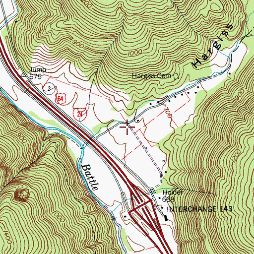Topographic Map of Hargiss Cove, TN
