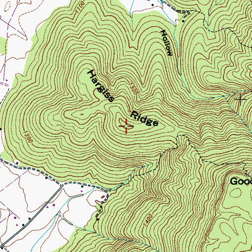 Topographic Map of Hargiss Ridge, TN