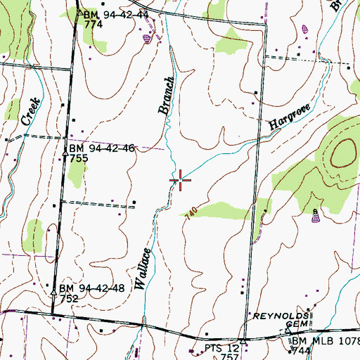 Topographic Map of Hargrove Branch, TN