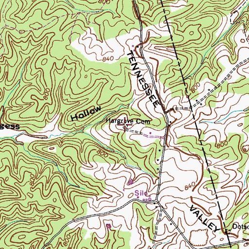 Topographic Map of Hargrove Cemetery, TN