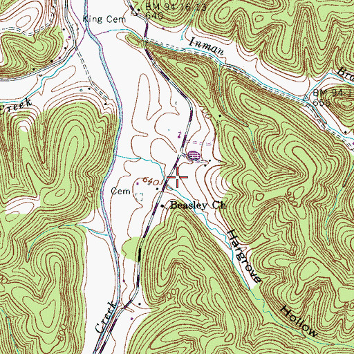 Topographic Map of Hargrove Hollow, TN