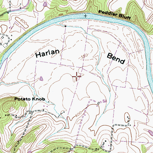 Topographic Map of Harlan Bend, TN