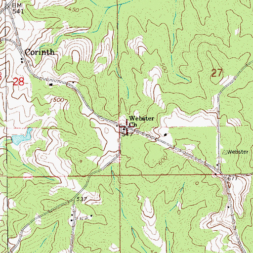 Topographic Map of Webster Church, AL