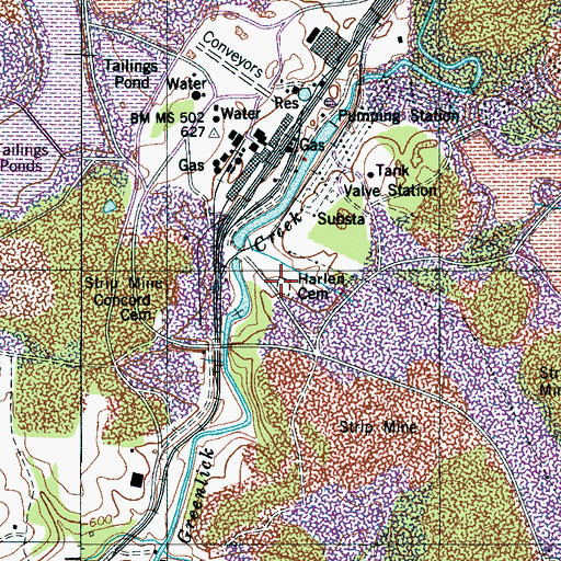 Topographic Map of Harlem Cemetery, TN