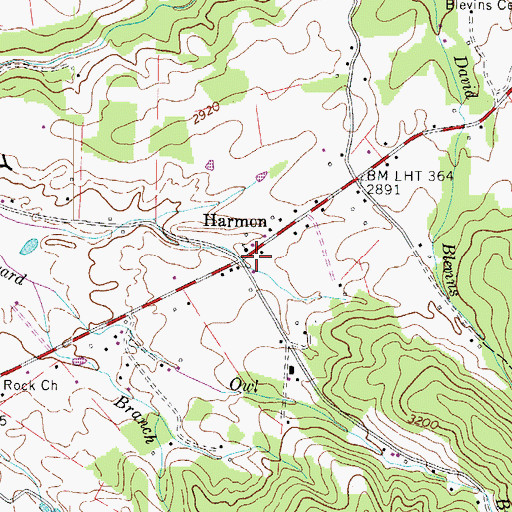 Topographic Map of Harmon, TN