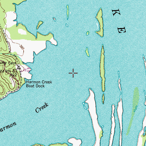 Topographic Map of Harmon Creek, TN