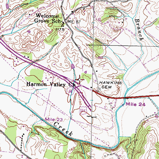 Topographic Map of Harmon Valley Church, TN