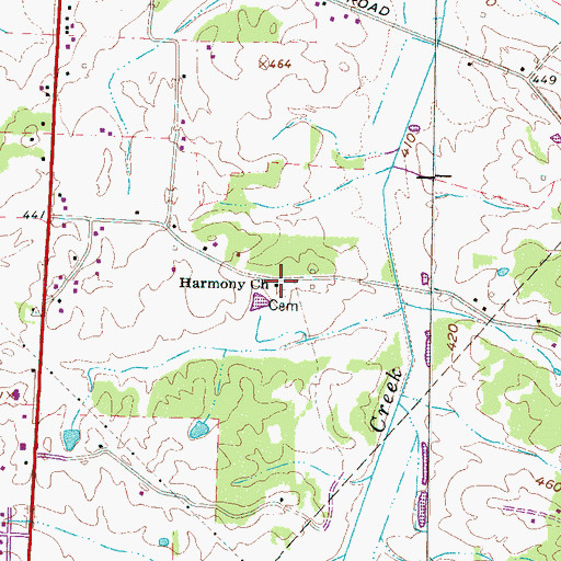 Topographic Map of Harmony Church, TN