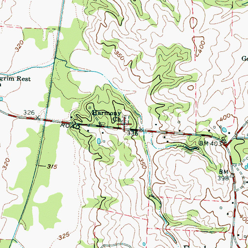 Topographic Map of Harmony Church, TN