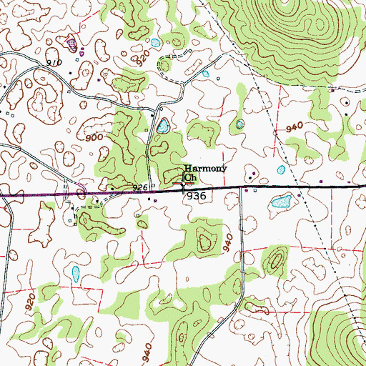Topographic Map of Harmony Church, TN