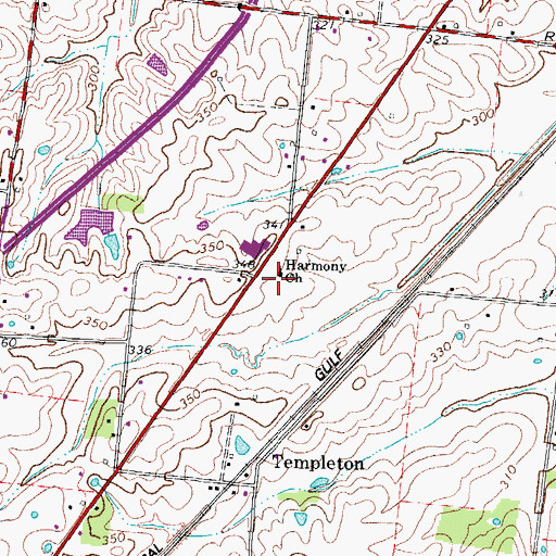 Topographic Map of Harmony Church, TN