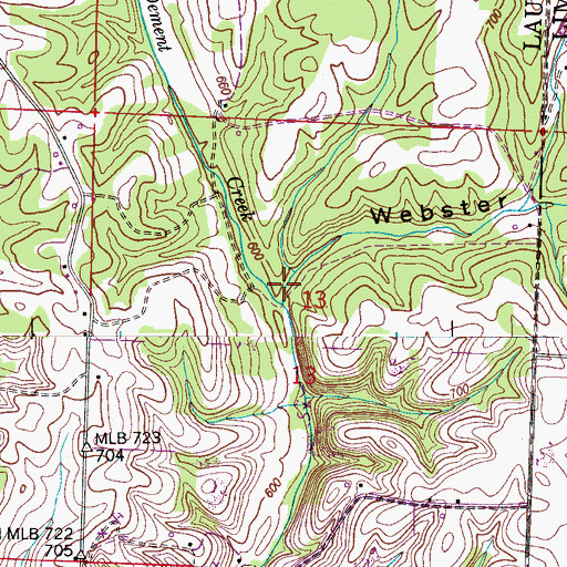 Topographic Map of Webster Hollow, AL