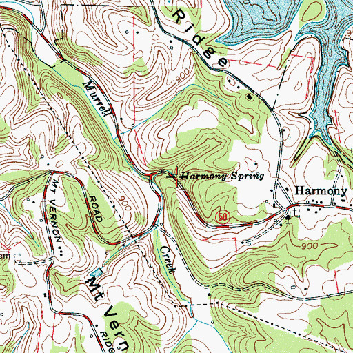 Topographic Map of Harmony Spring, TN