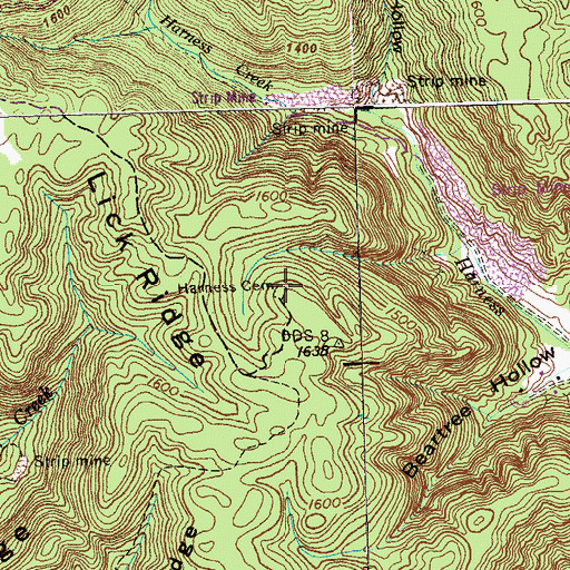 Topographic Map of Harness Cemetery, TN