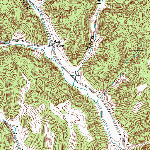 Topographic Map of Harp Hollow, TN